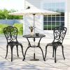 3 PCS Outdoor Bistro Set, All-Weather Cast Aluminum Butterfly Bistro Table and Chairs Set of 2, Patio Bistro Set for Backyard, Garden, Balcony(Black)