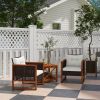 Outdoor Bistro Set Wicker Patio Furniture with Cushions, for Porch, Backyard, Garden, Brown