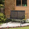 Outsunny Patio 2-Person Wicker Glider Bench Rocking Chair, All-Hand Woven PE Rattan Cushioned Loveseat w/ Ergonomic Design Rocking System, Black
