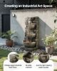 Outdoor Water Fountain 4-Tier Yard Fountain 35.63 in Block Stack Style