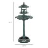 Outsunny Bird Bath Bowl, 3-in-1 Pedestal Birdbath with Bird Feeder and Flower Planter, Large Water Basin, Outdoor, Green