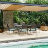Pamapic Metal Outdoor Dining Sets for 6 with Iron Slats Table Top & Removable Cushion
