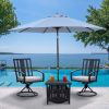 Patio Steel Bistro Dining Table with Umbrella Hole; Outdoor Leisure Coffee Table; Square Umbrella Table for Porch; Backyard; Garden; Black