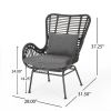 Outdoor Wicker Club Chairs with Cushions (Set of 2), Gray and Dark Gray