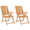 Reclining Garden Chair Set of 2 Natural wood color