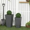 Patio Planters 2-Piece MgO Flower Receptacles with Drainage for Lush Outdoor Decor Gray