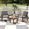3 Piece Patio Furniture Set Outdoor Conversation Set with Coffee Table