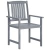 Patio Chair Set of 2 Gray Solid acacia wood Medium Durable
