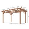 10' x 13' Wood Pergola, Outdoor Gazebo Grape Trellis with Stable Structure for Climbing Plant Support, Dark Brown