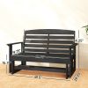 Patio Glider Bench w/ HDPE Slatted Double Rocking Chair, Distressed Black
