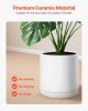 Plant Pot, 12-Inch Large Cylinder Planter with Drainage Holes, Non-Slip Pads & Detachable Saucer, Modern Ceramic Flower Pots