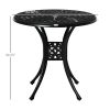 30 Round Patio Dining Table Antique Cast Aluminum with Umbrella Hole Bistro Style Black