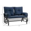 2-Person Glider Bench Blue with Removable Cushions Smooth Motion Sturdy Frame for Patio