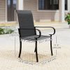 4 Piece PE Rattan Patio Dining Chairs with Steel Frame, for Garden, Backyard, Pool Side, Porch, Black