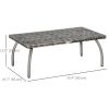 Rattan Coffee Table Outdoor Side Table, 35.4" x 19.7" Small Wicker Patio Furniture with All-Weather PE for Garden, Balcony, Backyard, Poolside, Grey