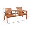 Outsunny Wooden Love Seat with Umbrella Hole, Orange Finish, Center Table for Cozy Patio Moments