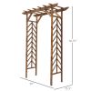 Fir Wood Garden Arbor Arch Trellis Pergola Style Roof Climbing Vines Stained Wood 79 inch