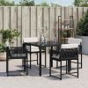 Garden Chair Set of 4 Black, Cream PE rattan