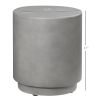 Lightweight Accent Table with Concrete Finish Round Side Table, Light Gray