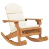 Rocking Chair Natural wood finish, Cream white cushions