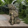Outdoor Buddha Statue - Hug Knee Sleeping Buddha Sculpture Meditating Decorations, Zen Decor for Garden,Patio, Balcony, Porch, Yard Art Ornament