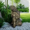 Outdoor Buddha Statue - Hug Knee Sleeping Buddha Sculpture Meditating Decorations, Zen Decor for Garden,Patio, Balcony, Porch, Yard Art Ornament