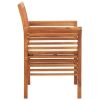 Garden Dining Chair Set of 4 Natural Wood, Cream
