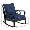 Outsunny Nautical Rocking Chair, Outdoor Wicker Rattan, Blue Cushions, Porch Relaxation