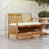 Outsunny Outdoor Bench with Storage Compartment, Acacia Wood Patio Bench with Cushion, 2 Seater Garden Bench, Teak
