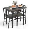 3-Piece Dining Table Set (Gray + Black), Space-Saving Tuck-under Chair Design