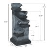 Outsunny 33.5" Water Fountain, 4-Tier Resin Cascading Bowls Outdoor Waterfall Fountain with LED Lights, Pump