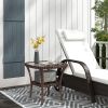 Patio Refreshment Table: Mixed Brown Wicker with Glass Water-Ripple Surface & Storage Shelf - Outdoor Elegance
