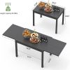 Patio Dining Expandable Table, Metal Aluminum Outdoor Table for 6-8 Person Rectangular Table for Garden Lawn Porch Bistro(Black,1 Table)
