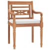 Garden Chair Set of 2 Brown Teak wood and cotton Standard
