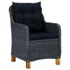 Garden Chair Set of 2 Dark Grey Round PE Rattan Standard