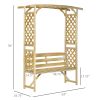 Patio Garden Bench, Wooden Bench, Outdoor Bench for Vines/Climbing Plants, Natural