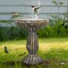 18.1" H Bird Bath for Garden - Concrete Construction Bird Baths for Outdoors, Large Size Vintage Pedestal Birdbath for Patio, Yard, Lawn