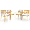 Garden Chair Set of 4 Warm Teak, White Fine Sanded Teak Hardwood