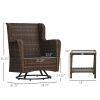 Rocking Retreat: Dark Blue Bistro Set with 360Â°Swivel & Rocking Function
