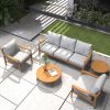 Direct Wicker 5-Piece Patio Conversation Set with Cushions and Coffee Table, Solid Acacia Wood Outdoor Sectional Sofa