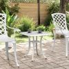Garden Table White Cast Aluminum Small Lightweight Garden Table