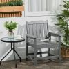 Outsunny Outdoor Dining Chair Plastic Patio Armchair with Armrests Slatted Back Gray for Lawn Garden Poolside