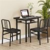 3-Piece Dining Table Set (Gray + Black), Space-Saving Tuck-under Chair Design