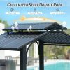 8×5FT Hardtop Grill Gazebo, Outdoor BBQ Gazebo w/Galvanized Steel Double Roof