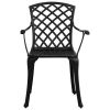 Garden Chair Set of 2 Black Cast Aluminum Standard Ergonomic