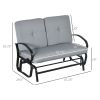 Outdoor Glider Bench, 2-Person Patio Rocker Loveseat with Tufted Cushions, Steel Frame for Porch, Garden Backyard, Gray