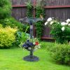 Standing Pedestal Birdbath and Feeder Combo with Lotus Leaf Bowl