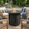 30" Propane Gas Fire Pit Table, 50000 BTU Round Steel Fire Pit for Outside Patio Deck Garden Courtyard-Black