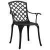 Garden Chair Set of 2 Black Cast Aluminum Standard Ergonomic