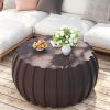35.43" Modern Waterproof Coffee Table, Durable MgO Cement Design,Indoor & outdoor compatible(Brown)